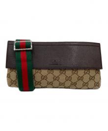 GUCCI（グッチ）の古着「GUCCI GGキャンバス ボディーバッグ」｜ブラウン