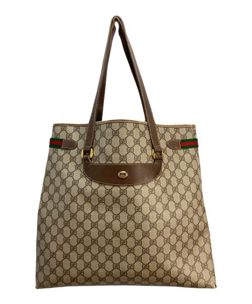 GUCCI（グッチ）GUCCI (グッチ) GUCCI オールドグッチ トートバッグ ブラウン×ベージュの古着・服飾アイテム