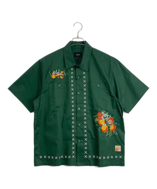 HUF（ハフ）HUF (ハフ) HUF X MIDNIGHT ORGANIC POMONA WORK SHIRT グリーン サイズ:Mの古着・服飾アイテム