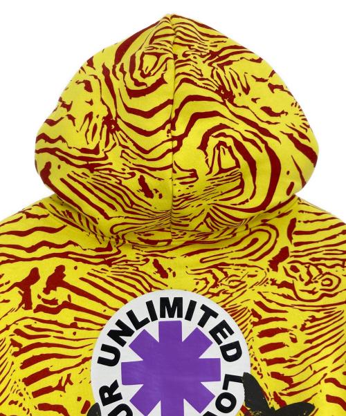 RED HOT CHILI PEPPERS（レッドホットチリペッパーズ）RED HOT CHILI PEPPERS (レッドホットチリペッパーズ) Michael Rios Special Artist Hoodie レッド×イエロー サイズ:Mの古着・服飾アイテム