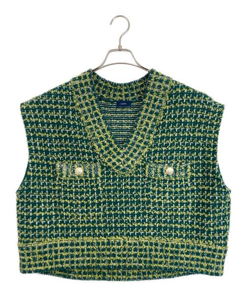 SHIPS（シップス）SHIPS (シップス) ニット ツイード Vネック ベスト グリーン サイズ:表記なしの古着・服飾アイテム