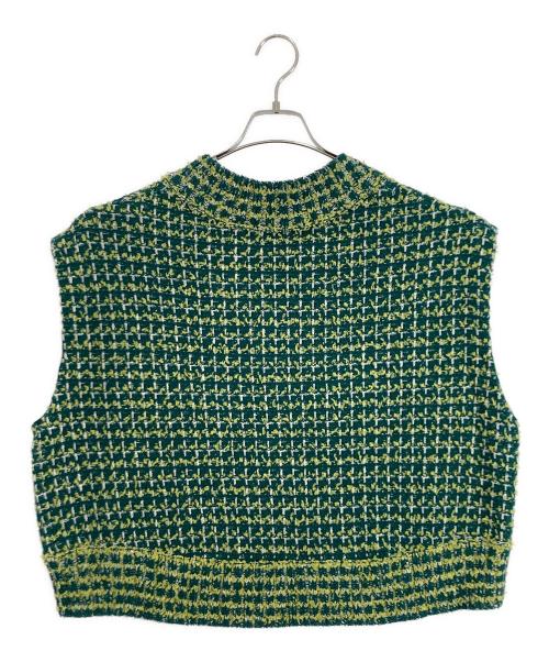 SHIPS（シップス）SHIPS (シップス) ニット ツイード Vネック ベスト グリーン サイズ:表記なしの古着・服飾アイテム