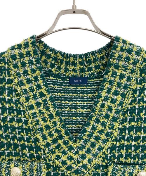 SHIPS（シップス）SHIPS (シップス) ニット ツイード Vネック ベスト グリーン サイズ:表記なしの古着・服飾アイテム