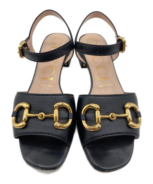 GUCCI（グッチ）GUCCI (グッチ) GUCCI ホースビット付きサンダル ブラック×ベージュ サイズ:38の古着・服飾アイテム