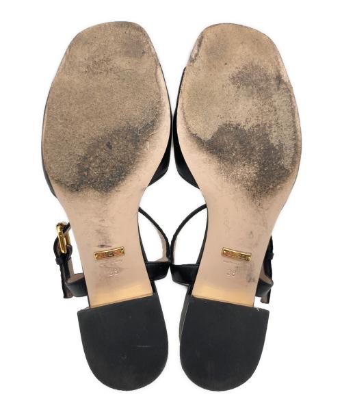 GUCCI（グッチ）GUCCI (グッチ) GUCCI ホースビット付きサンダル ブラック×ベージュ サイズ:38の古着・服飾アイテム