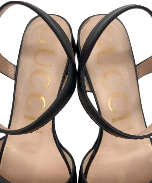 GUCCI（グッチ）GUCCI (グッチ) GUCCI ホースビット付きサンダル ブラック×ベージュ サイズ:38の古着・服飾アイテム