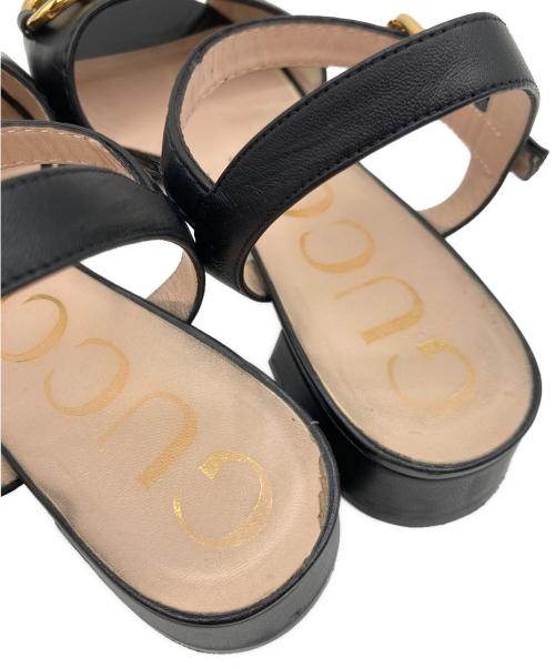 GUCCI（グッチ）GUCCI (グッチ) GUCCI ホースビット付きサンダル ブラック×ベージュ サイズ:38の古着・服飾アイテム