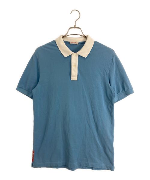 PRADA（プラダ）PRADA (プラダ) PRADA (プラダ) ポロシャツ スカイブルー×ホワイト サイズ:Lの古着・服飾アイテム