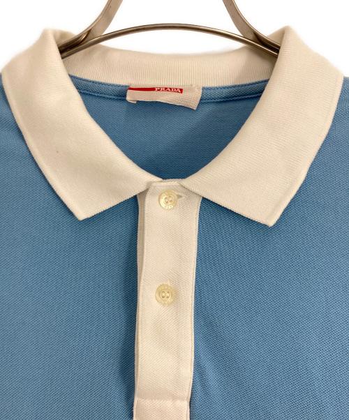 PRADA（プラダ）PRADA (プラダ) PRADA (プラダ) ポロシャツ スカイブルー×ホワイト サイズ:Lの古着・服飾アイテム