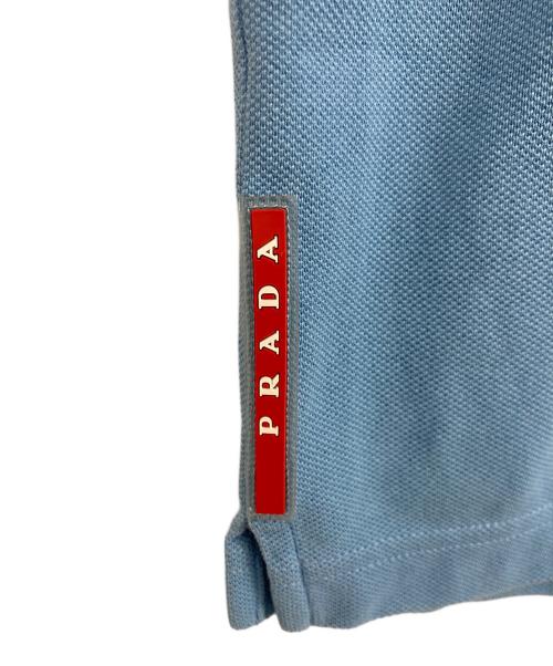 PRADA（プラダ）PRADA (プラダ) PRADA (プラダ) ポロシャツ スカイブルー×ホワイト サイズ:Lの古着・服飾アイテム