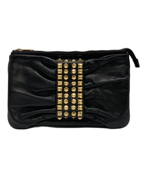 COMME des GARCONS（コムデギャルソン）COMME des GARCONS (コムデギャルソン) JUNYA WATANABE COMME des GARCONS スタッズクラッチバッグ ブラック×ゴールドの古着・服飾アイテム