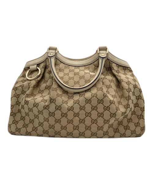 GUCCI（グッチ）GUCCI (グッチ) GUCCI（グッチ）グッチシマ ハンドバッグ ホワイト×ベージュの古着・服飾アイテム