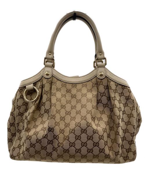 GUCCI（グッチ）GUCCI (グッチ) GUCCI（グッチ）グッチシマ ハンドバッグ ホワイト×ベージュの古着・服飾アイテム