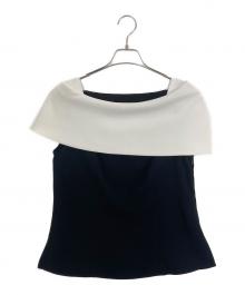 Apuweiser-riche（アプワイザーリッシェ）の古着「アシメオフネックブラウス」｜ブラック×ホワイト