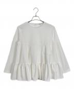 YORIヨリ）の古着「ティアードストレッチブラウス」｜ホワイト