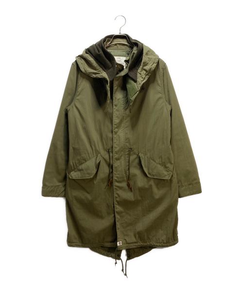 ALPHA（アルファ）ALPHA (アルファ) GOODENOUGH ALPHA × GOODENOUGH ライナー付きモッズコート オリーブ×ホワイト サイズ:Lの古着・服飾アイテム