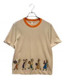 SHINYA KOZUKA（シンヤコズカ）の古着「SHINYA KOZUKA（シンヤコズカ）プリントTシャツ」｜アイボリー×オレンジ