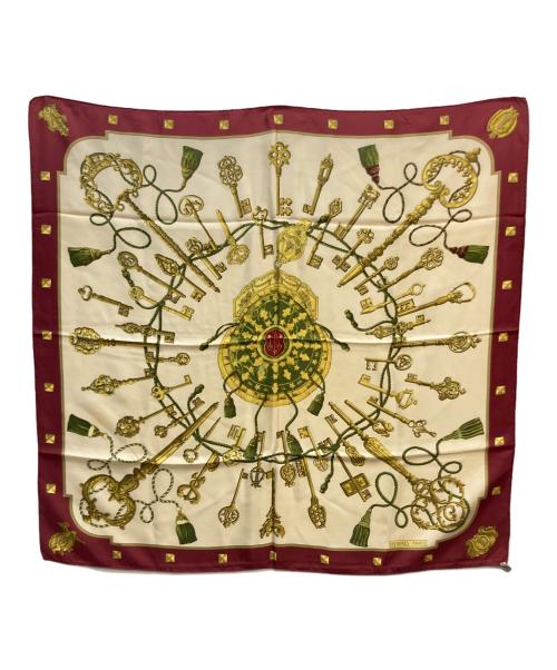 HERMES（エルメス）HERMES (エルメス) HERMES（エルメス）シルクスカーフ ワインレッド×ベージュの古着・服飾アイテム