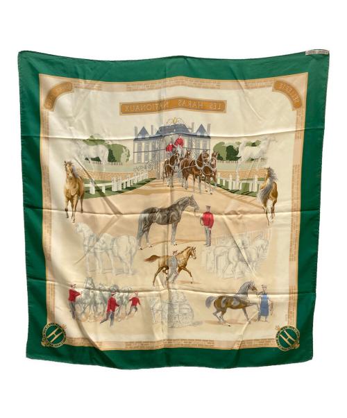 HERMES（エルメス）HERMES (エルメス) HERMES（エルメス）シルクスカーフ グリーン×アイボリーの古着・服飾アイテム