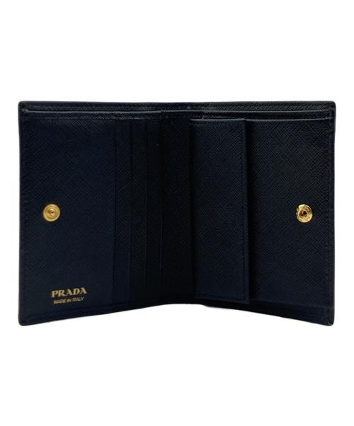 PRADA（プラダ）PRADA (プラダ) PRADA サフィアーノレザー 2つ折り財布 ブラックの古着・服飾アイテム