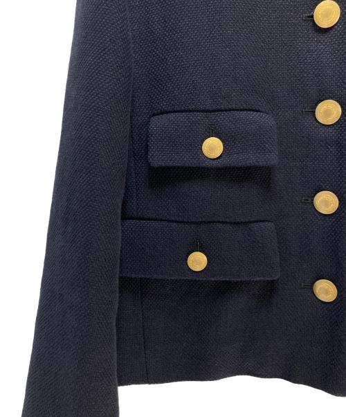 TOMORROW LAND collection（トゥモローランドコレクション）TOMORROW LAND collection (トゥモローランドコレクション) バスケットクロス カラーレスジャケット ネイビー サイズ:36の古着・服飾アイテム