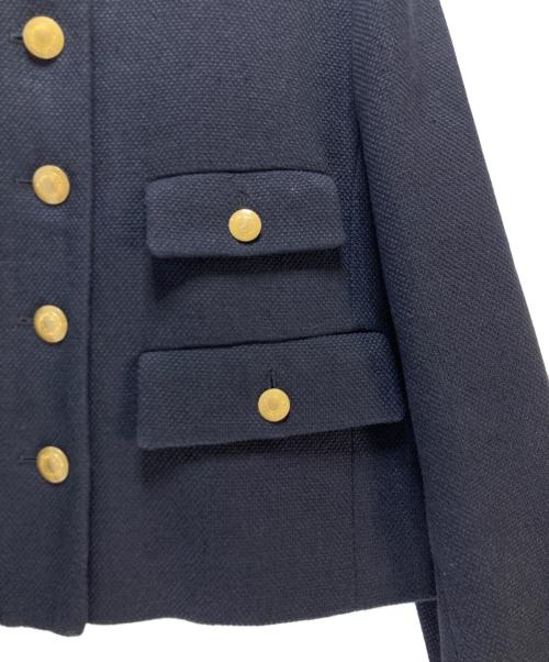TOMORROW LAND collection（トゥモローランドコレクション）TOMORROW LAND collection (トゥモローランドコレクション) バスケットクロス カラーレスジャケット ネイビー サイズ:36の古着・服飾アイテム