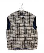 TOMORROW LAND collectionトゥモローランドコレクション）の古着「スラブシェパード コクーンジレ」｜ブラック×ホワイト