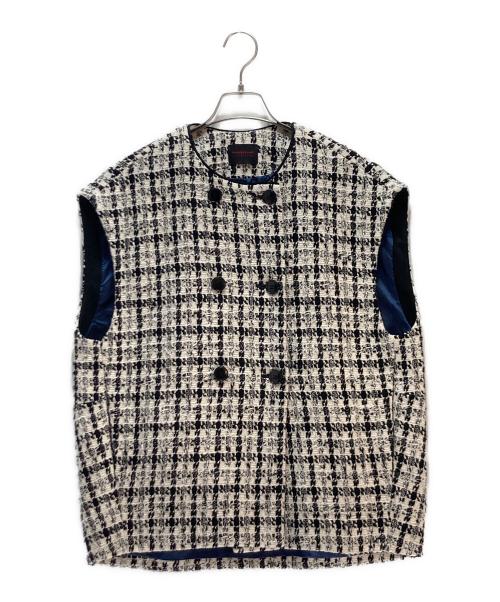 TOMORROW LAND collection（トゥモローランドコレクション）TOMORROW LAND collection (トゥモローランドコレクション) スラブシェパード コクーンジレ ブラック×ホワイト サイズ:36の古着・服飾アイテム