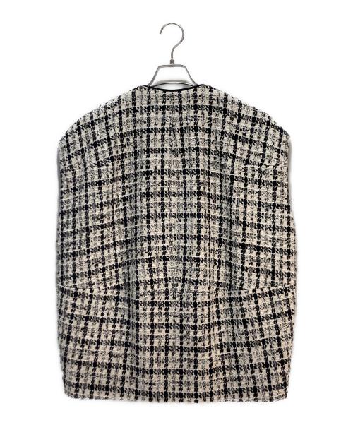 TOMORROW LAND collection（トゥモローランドコレクション）TOMORROW LAND collection (トゥモローランドコレクション) スラブシェパード コクーンジレ ブラック×ホワイト サイズ:36の古着・服飾アイテム