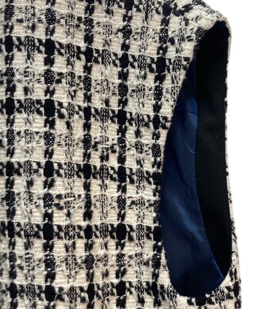 TOMORROW LAND collection（トゥモローランドコレクション）TOMORROW LAND collection (トゥモローランドコレクション) スラブシェパード コクーンジレ ブラック×ホワイト サイズ:36の古着・服飾アイテム