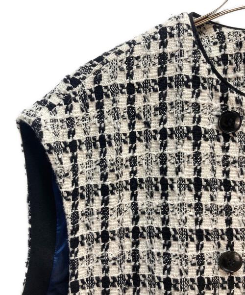 TOMORROW LAND collection（トゥモローランドコレクション）TOMORROW LAND collection (トゥモローランドコレクション) スラブシェパード コクーンジレ ブラック×ホワイト サイズ:36の古着・服飾アイテム