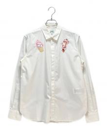 KENZO（ケンゾー）の古着「KENZO Paris Button Embroidered Hot Dog Ice Cream Shirt」｜ホワイト