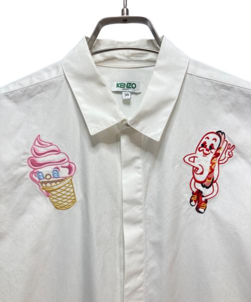 KENZO（ケンゾー）KENZO (ケンゾー) KENZO Paris Button Embroidered Hot Dog Ice Cream Shirt ホワイト サイズ:38の古着・服飾アイテム