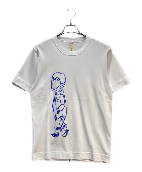 SHINYA KOZUKA（シンヤコズカ）SHINYA KOZUKA (シンヤコズカ) SHINYA KOZUKA（シンヤ コズカ）プリントTシャツ ホワイト×ブルー サイズ:Sの古着・服飾アイテム