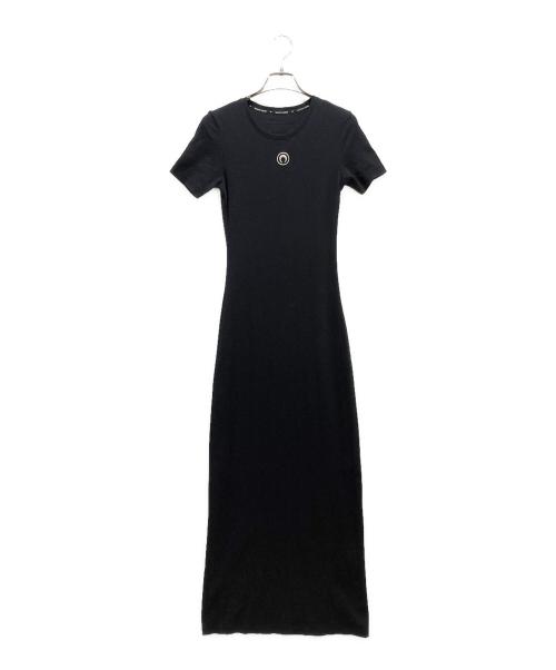 MARINE SERRE（マリーンセル）MARINE SERRE (マリーンセル) MOON LOGO RIBBED JERSEY TUBE DRESS ブラック サイズ:XSの古着・服飾アイテム