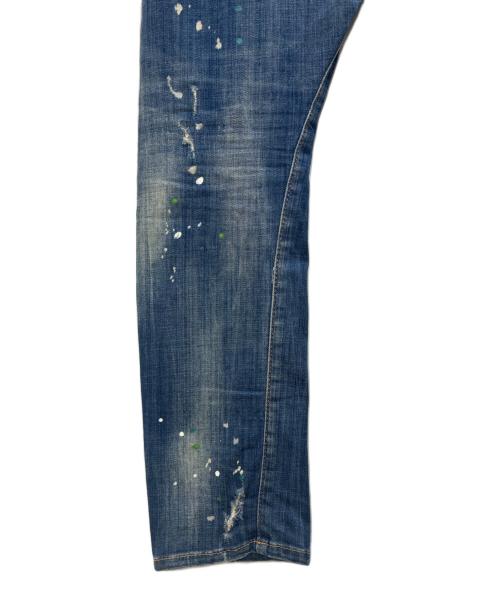 DSQUARED2（ディースクエアード）DSQUARED2 (ディースクエアード) ダメージペイントデニムパンツ ネイビー サイズ:SIZE 46の古着・服飾アイテム
