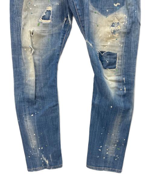 DSQUARED2（ディースクエアード）DSQUARED2 (ディースクエアード) ダメージペイントデニムパンツ ネイビー サイズ:SIZE 46の古着・服飾アイテム