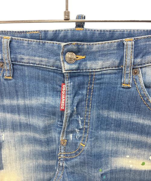 DSQUARED2（ディースクエアード）DSQUARED2 (ディースクエアード) ダメージペイントデニムパンツ ネイビー サイズ:SIZE 46の古着・服飾アイテム