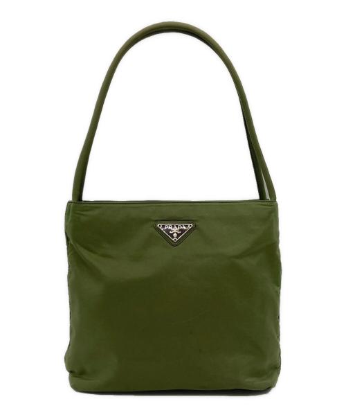 PRADA（プラダ）PRADA (プラダ) PRADA ロゴプレート ハンドバッグ グリーンの古着・服飾アイテム