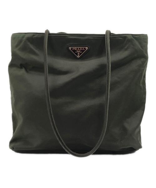 PRADA（プラダ）PRADA (プラダ) PRADA ロゴプレート トートバッグ オリーブの古着・服飾アイテム