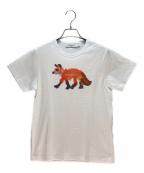 maison kitsuneメゾンキツネ）の古着「MAISON KITSUNE プリントTシャツ」｜ホワイト×オレンジ