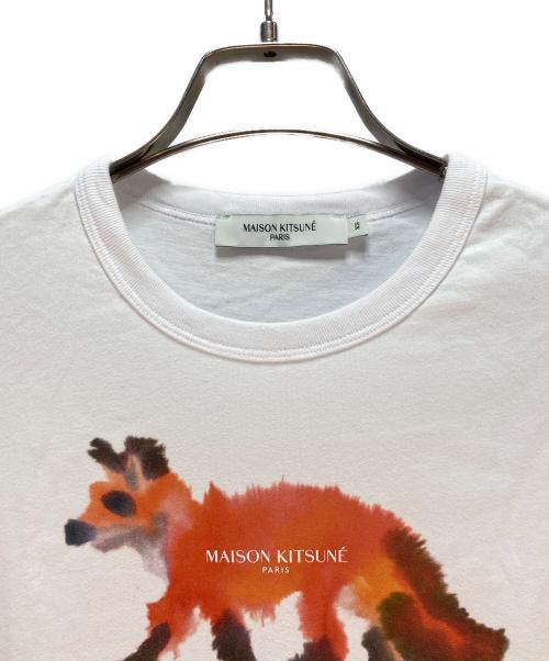 maison kitsune（メゾンキツネ）maison kitsune (メゾンキツネ) MAISON KITSUNE プリントTシャツ ホワイト×オレンジ サイズ:XSの古着・服飾アイテム