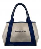 BALENCIAGAバレンシアガ）の古着「BALENCIAGA ネイビーカバス トートバッグ」｜アイボリー×ネイビー