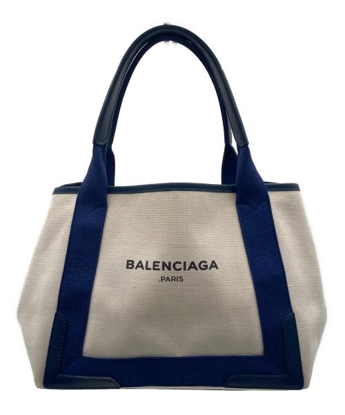 BALENCIAGA（バレンシアガ）BALENCIAGA (バレンシアガ) BALENCIAGA ネイビーカバス トートバッグ アイボリー×ネイビーの古着・服飾アイテム