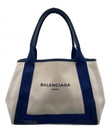 BALENCIAGA（バレンシアガ）の古着「BALENCIAGA ネイビーカバス トートバッグ」｜アイボリー×ネイビー