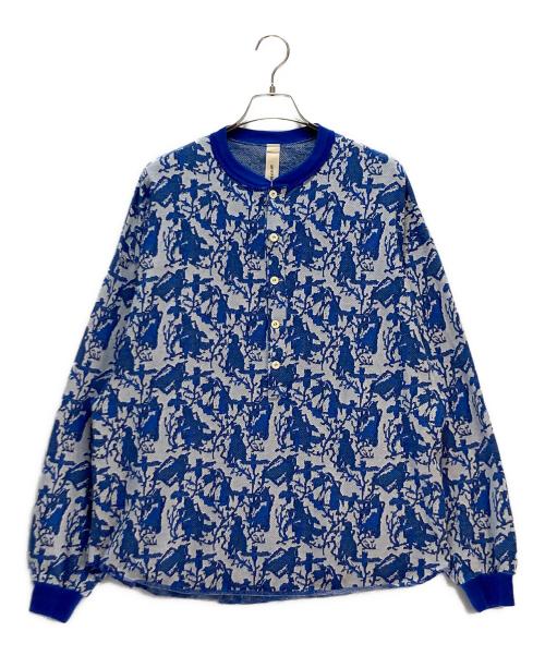 SHINYA KOZUKA（シンヤコズカ）SHINYA KOZUKA (シンヤコズカ) SHINYA KOZUKA ヘンリーネックカットソー ブルー×ホワイト サイズ:Sの古着・服飾アイテム