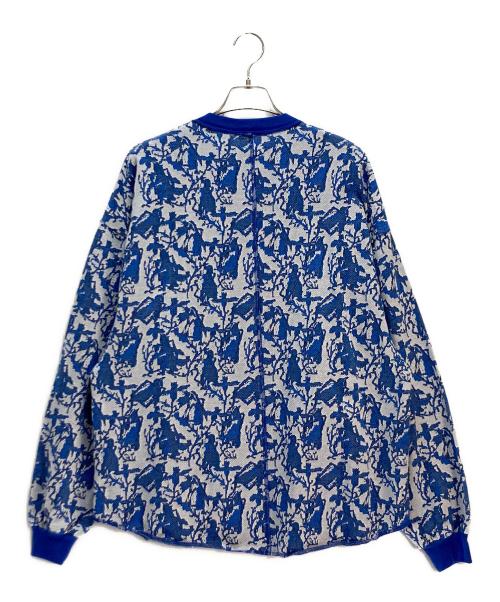 SHINYA KOZUKA（シンヤコズカ）SHINYA KOZUKA (シンヤコズカ) SHINYA KOZUKA ヘンリーネックカットソー ブルー×ホワイト サイズ:Sの古着・服飾アイテム