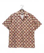 GUCCIグッチ）の古着「GUCCI ペーパーエフェクトベルトボウリングシャツ」｜ベージュ