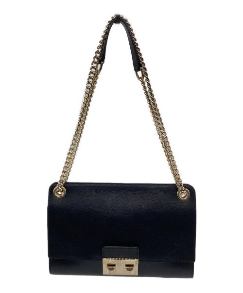 FURLA（フルラ）FURLA (フルラ) FURLA（フルラ）チェーンショルダーバッグ ブラック×ゴールドの古着・服飾アイテム