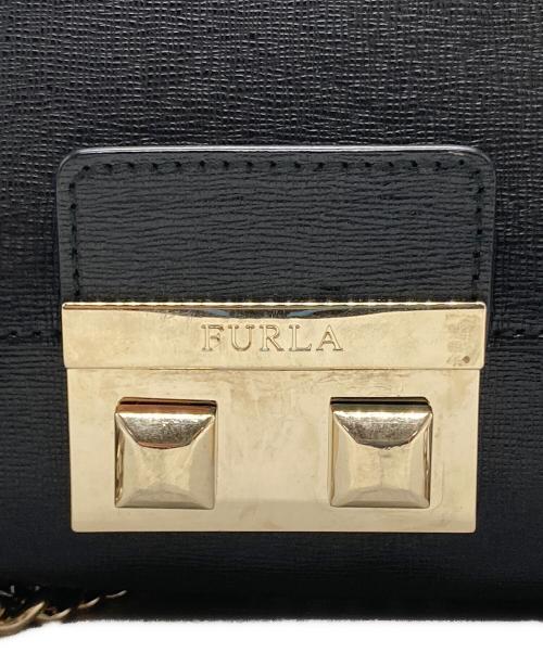 FURLA（フルラ）FURLA (フルラ) FURLA（フルラ）チェーンショルダーバッグ ブラック×ゴールドの古着・服飾アイテム